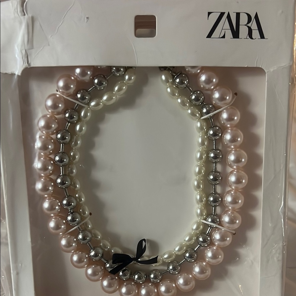 Zara Pearl and Silver Bead Necklace